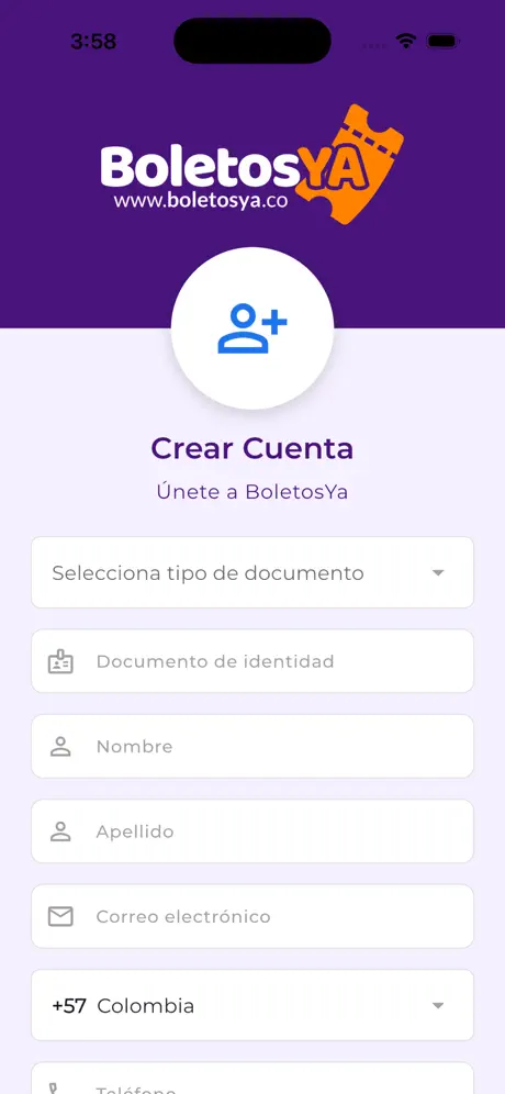 BoletosYa app pantalla 2